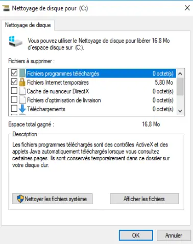  Nettoyage de disque sur Windows 10