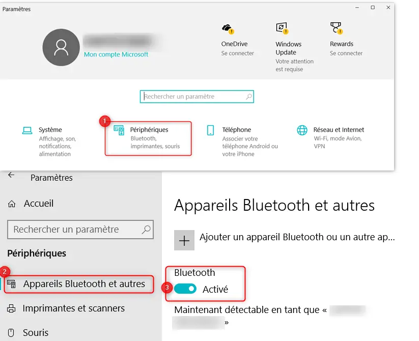 Activer le Bluetooth sur Windows 10