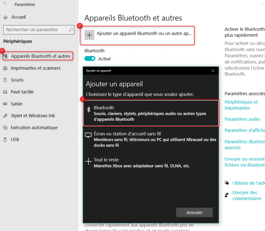 Ajouter un appareil Bluetooth sur Windows 10