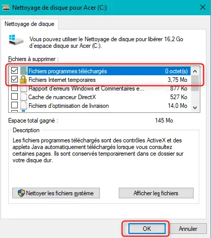 Nettoyage de disque sur Windows 10