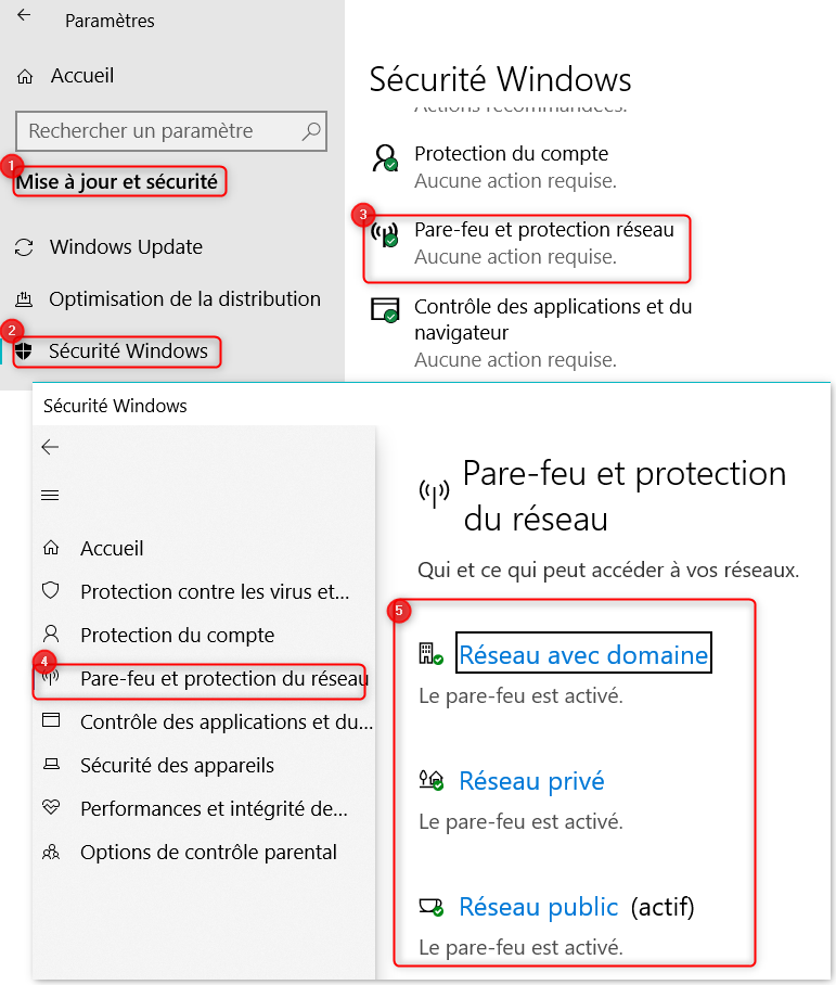 Désactiver les Pare-feu sur Windows 10