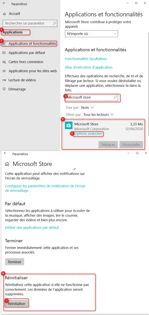 Réinitialiser Microsoft Store sur Windows 10