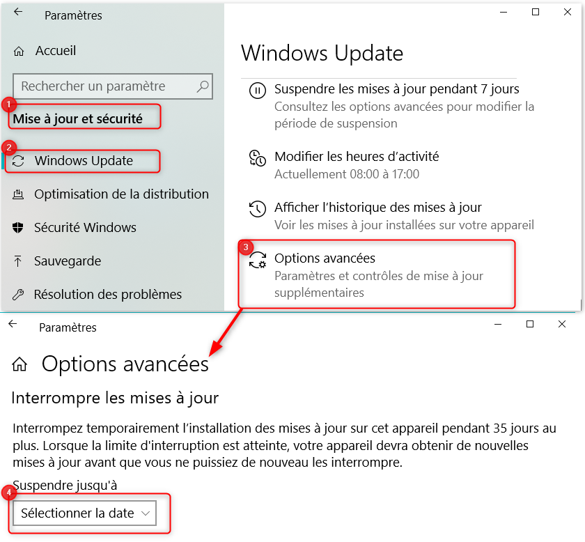  Interrompre les mises à jour Windows 10