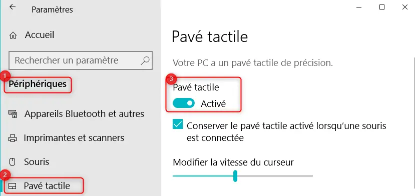  Activer le touchpad via les Paramètres sur Windows 10