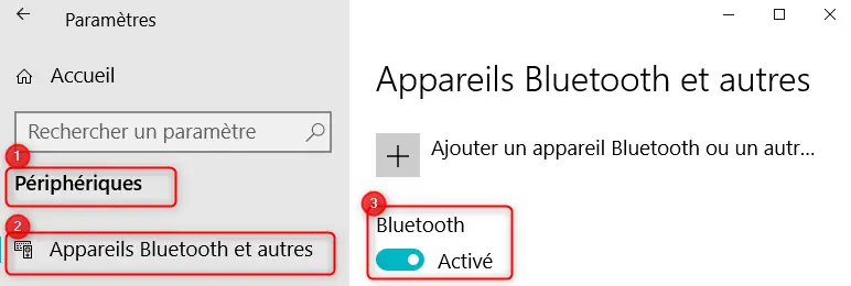 Activer le Bluetooth via les Paramètres Windows 10
