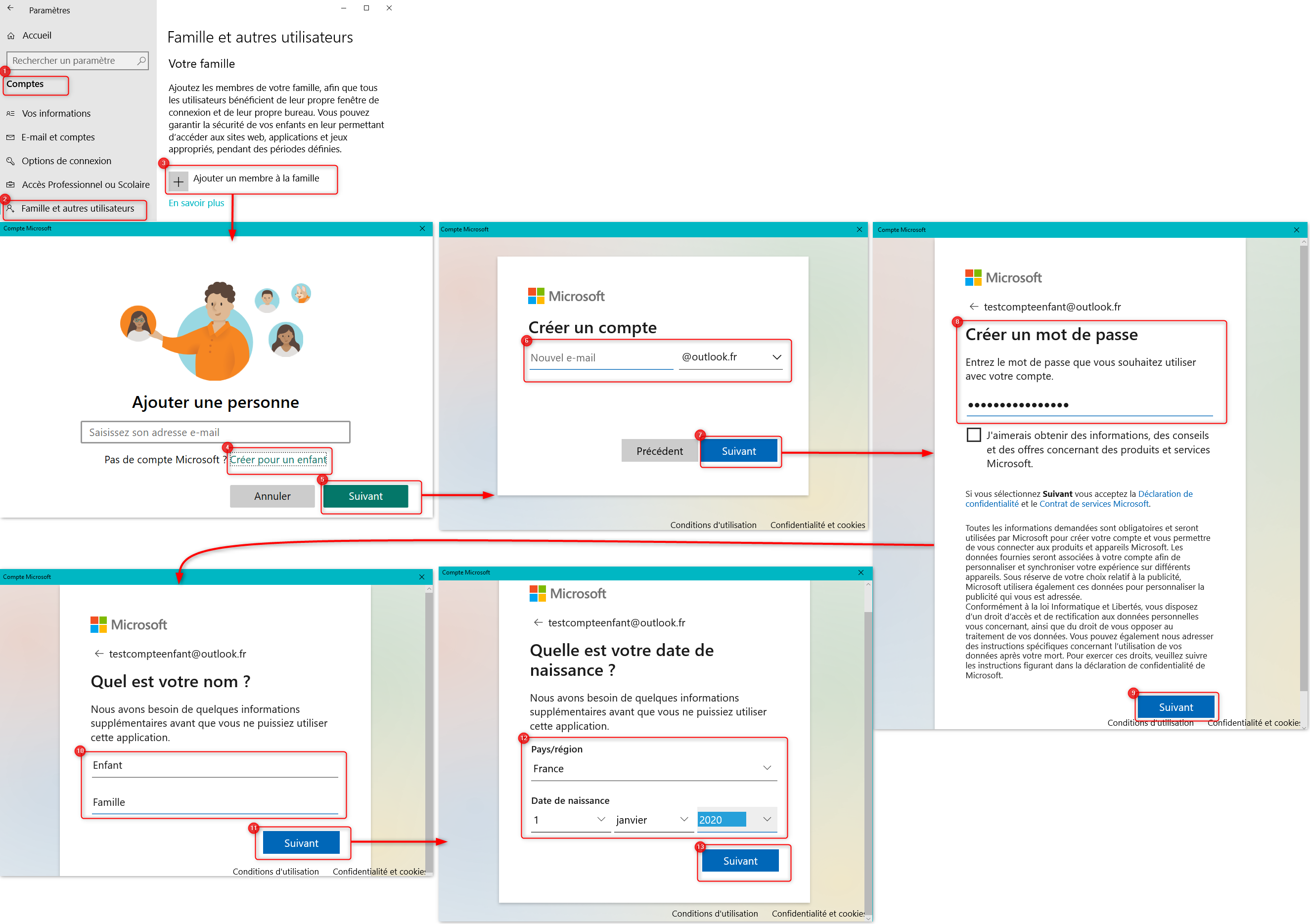 Créer un compte Microsoft pour enfant sur Windows 10 afin de mettre un contrôle parentale