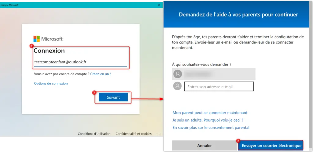 Demander l'autorisation de connexion aux Parents sur Windows 10