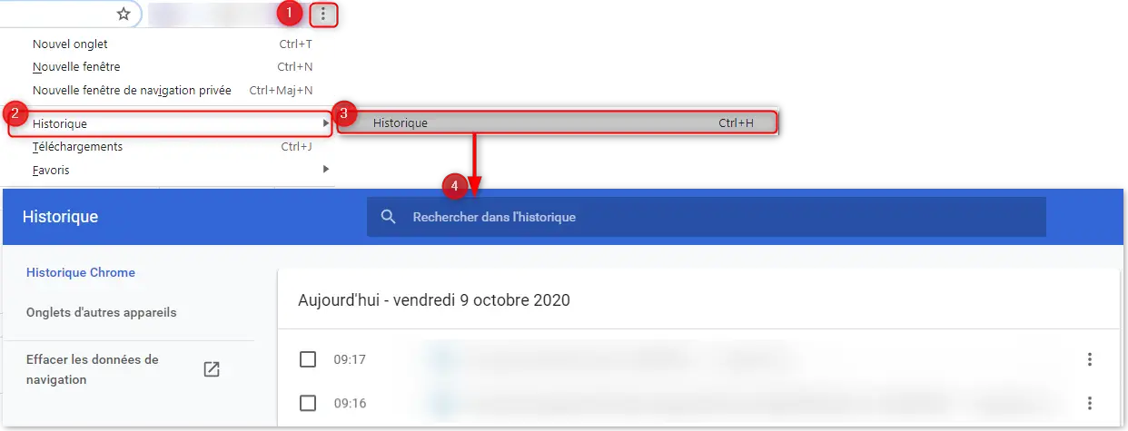 Accéder à l'historique sur Google Chrome avec un PC Windows 10