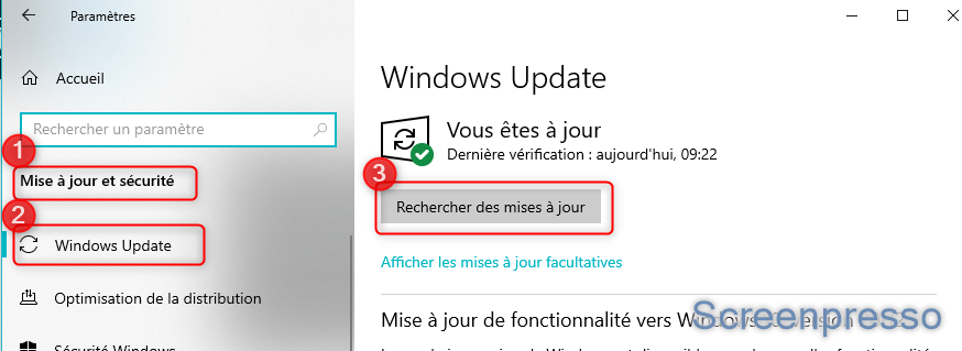 Installer les mises à jour sur Windows 10
