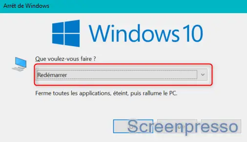 Redémarrer un PC sans le menu Démarrer sur Windows 10