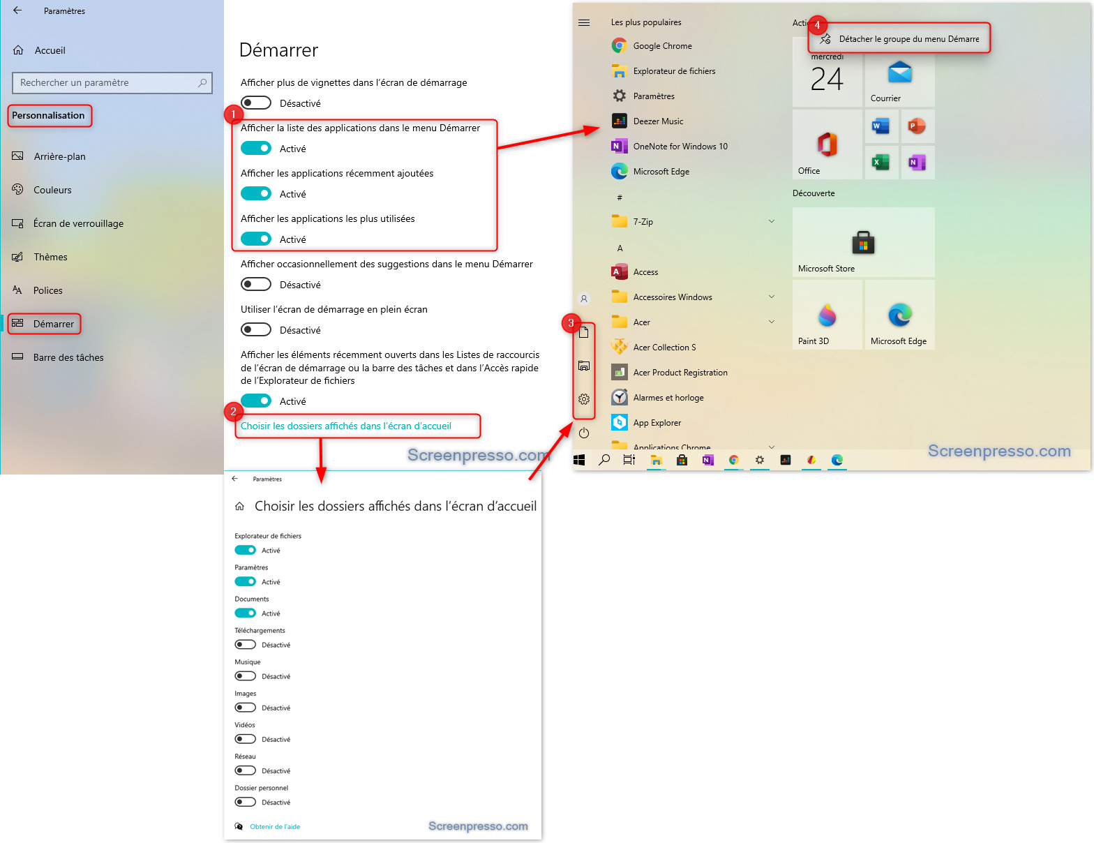 Personnaliser le menu Démarrer sur Windows 10